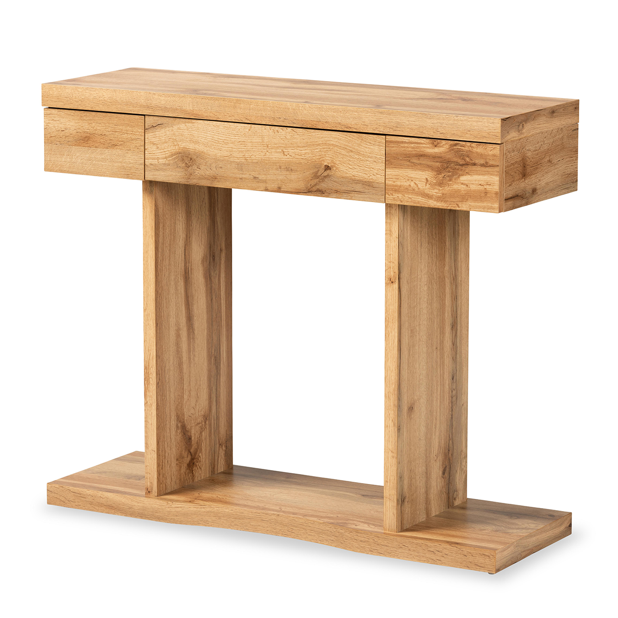 Baxton Studio Otis Modern and Contemporary Oak Brown Finished Wood 3-Drawer Console Table